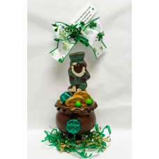 Irish Pot with Leprechaun, Shamrock and Coins