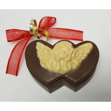 Double Hearts Box.  Cherub on Lid