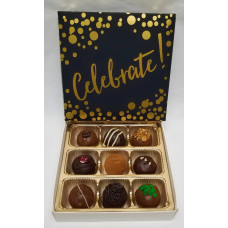 "CELEBRATE" COVER hand-made chocolate truffles/ gift of 9